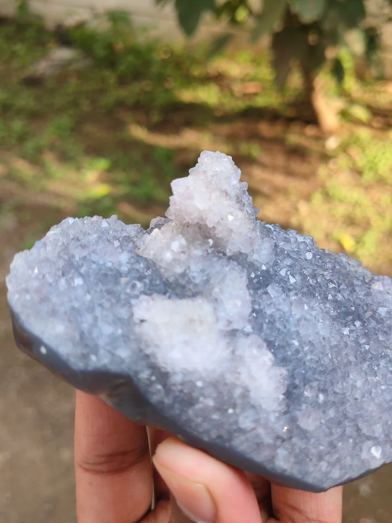 Blue Durzy Quartz With Coating Calcite From India - image 6