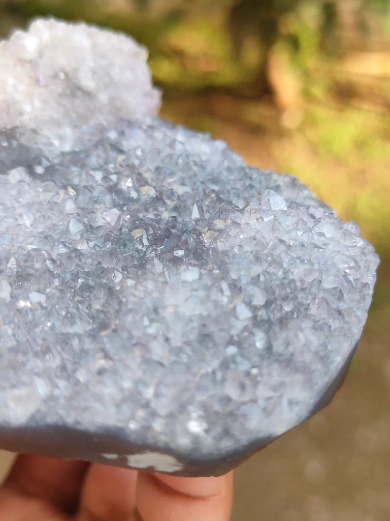 Blue Durzy Quartz With Coating Calcite From India - image 5