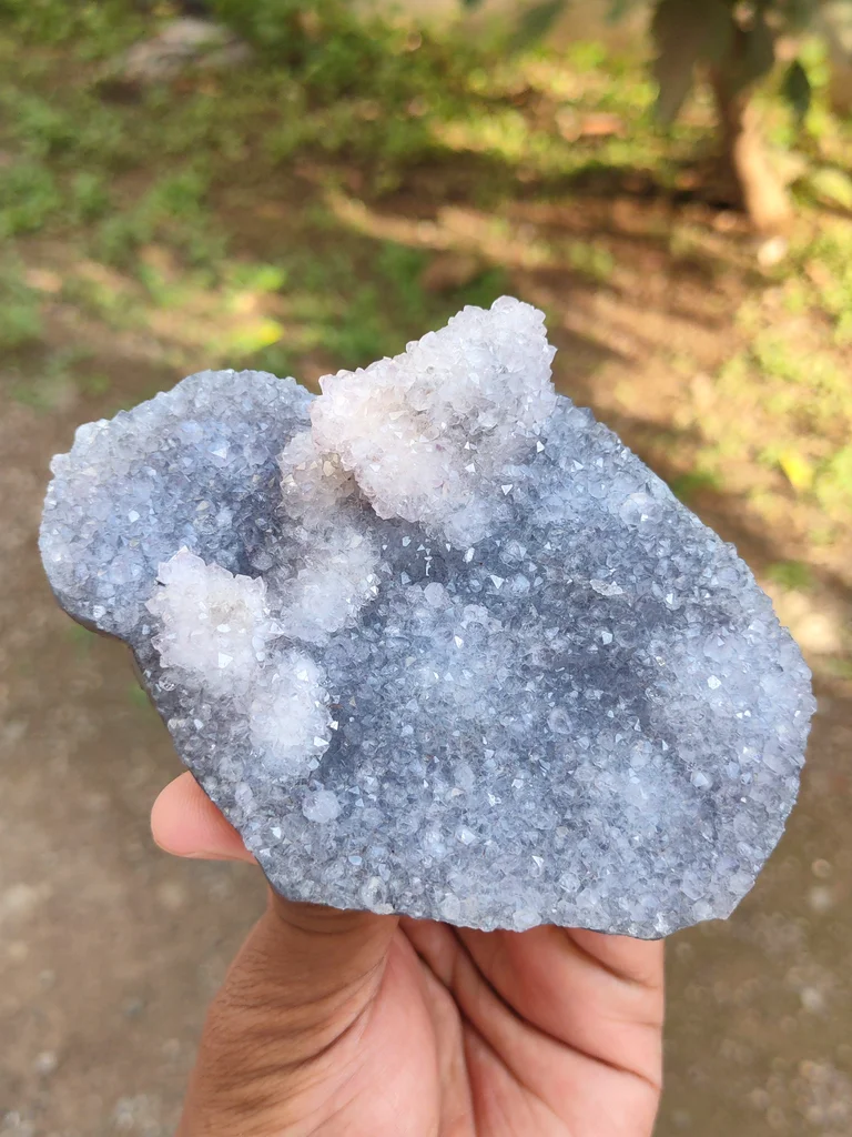 Blue Durzy Quartz With Coating Calcite From India - image 7