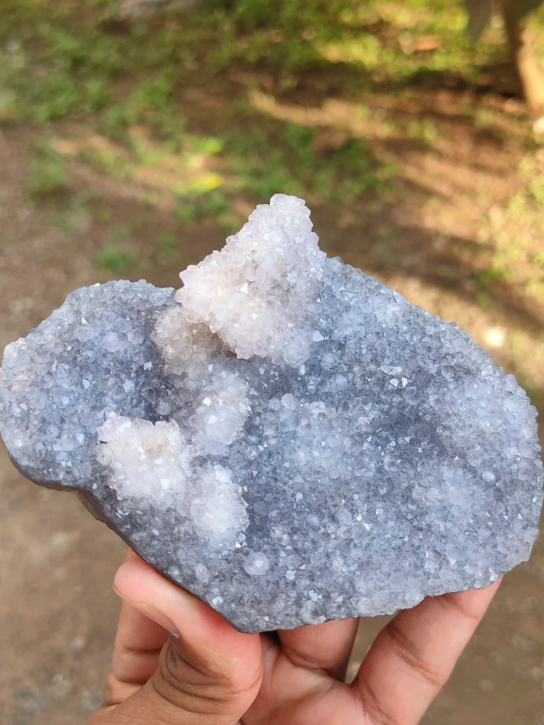 Blue Durzy Quartz With Coating Calcite From India - image 2
