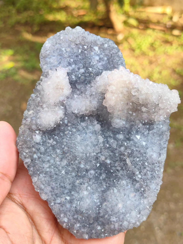 Blue Durzy Quartz With Coating Calcite From India - image 3
