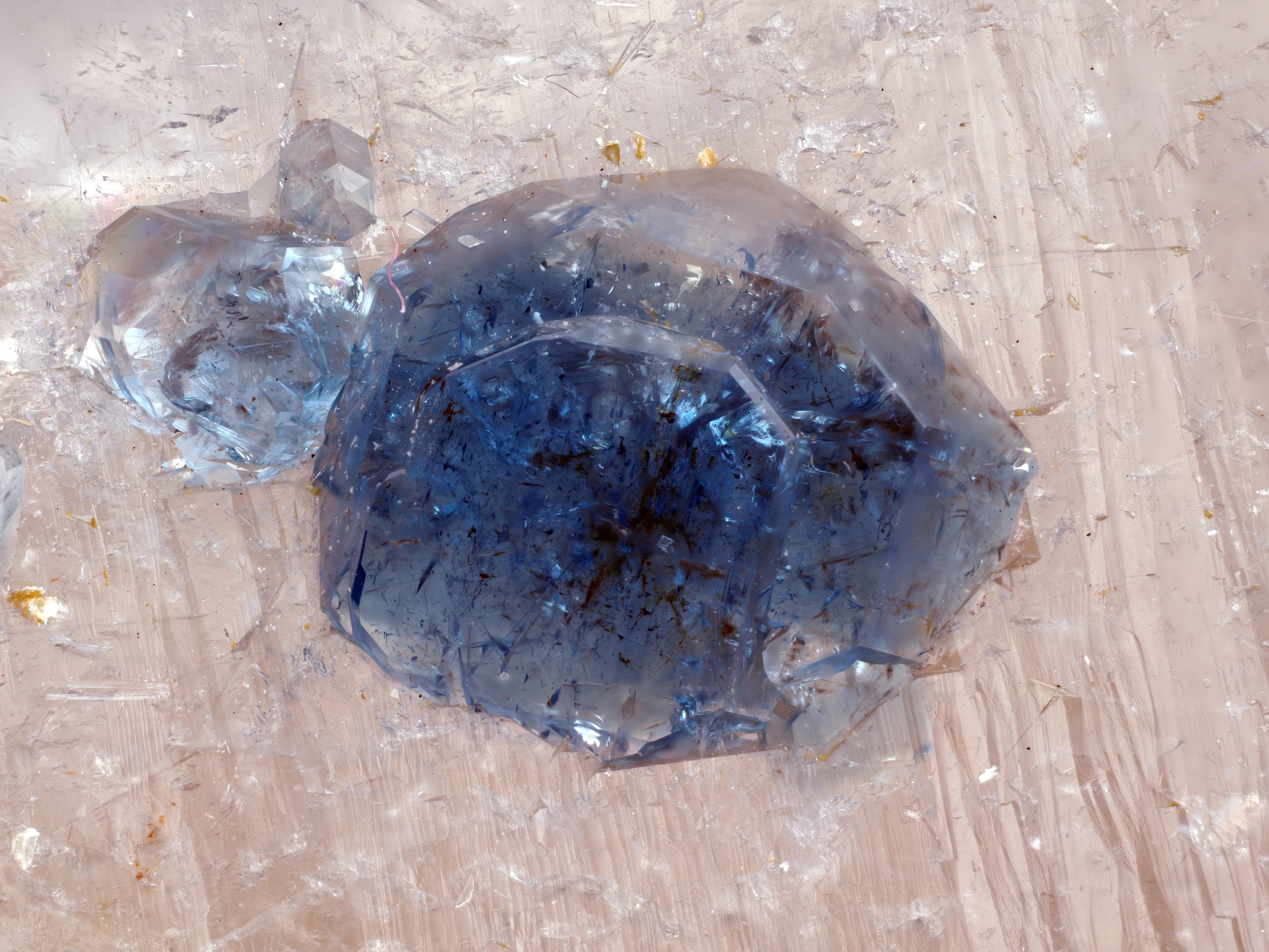 Blue Fluorapatite on Smoky Quartz - image 5