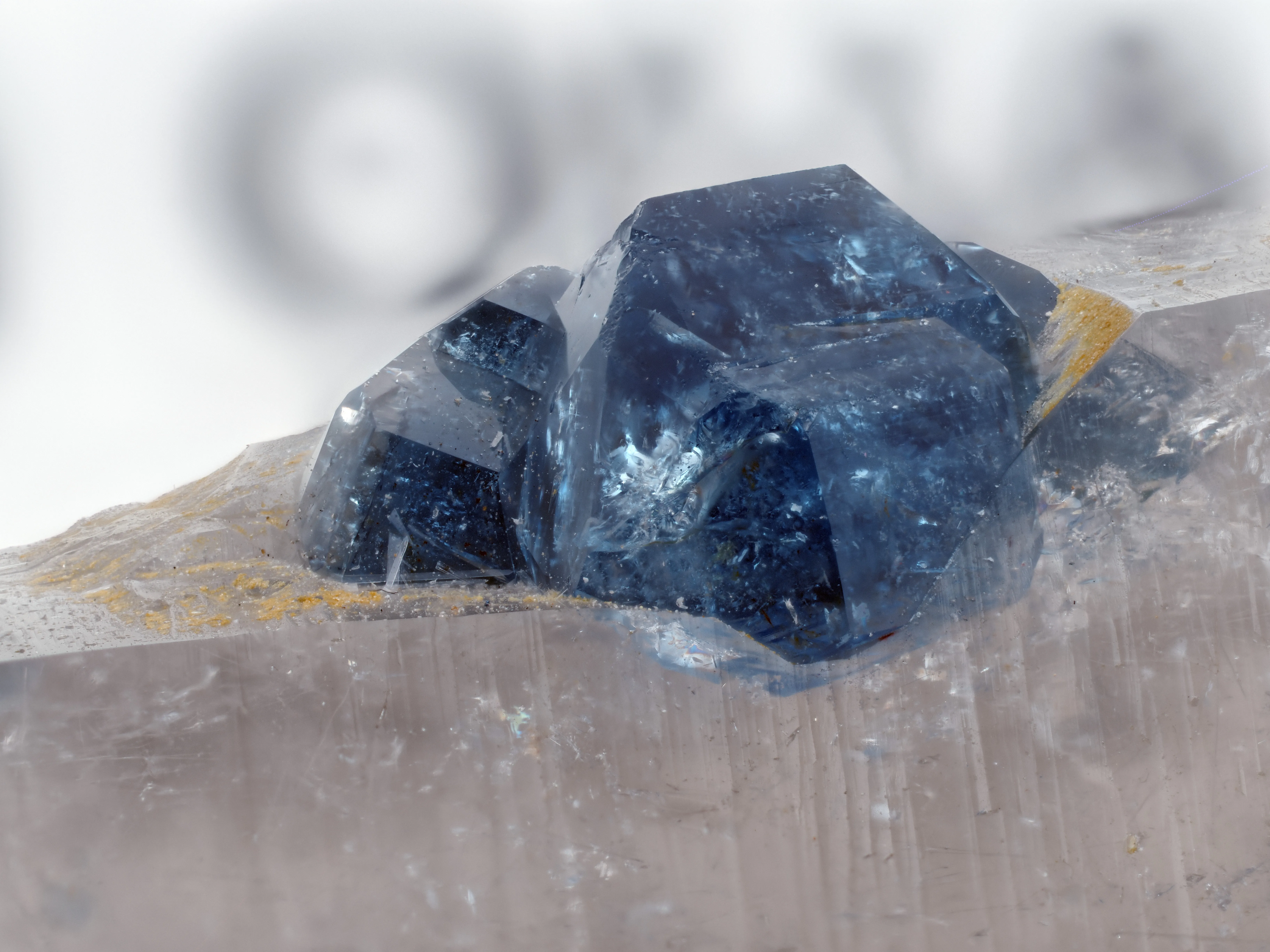 Blue Fluorapatite on Smoky Quartz - image 4
