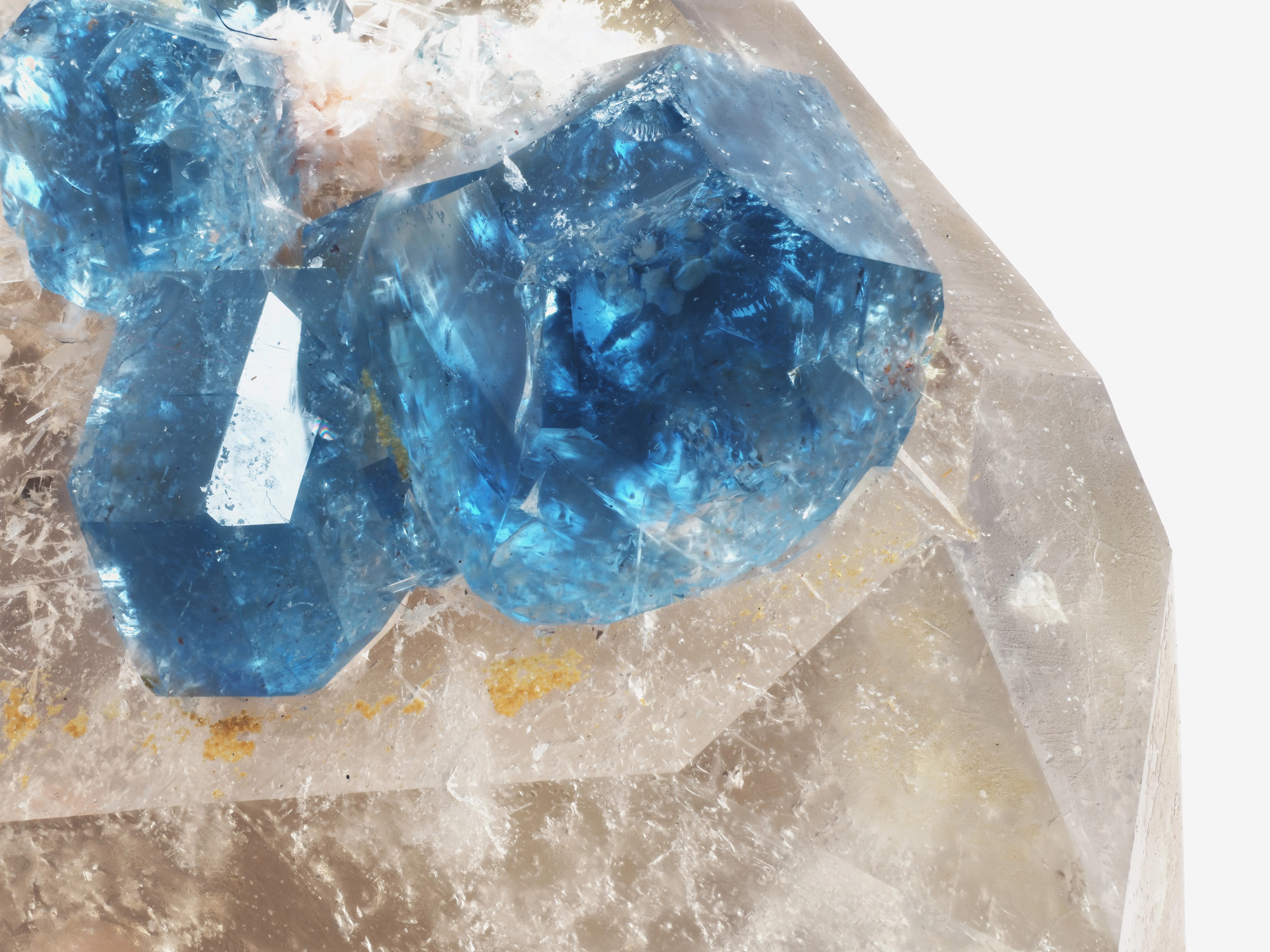 Blue Fluorapatite on Smoky Quartz - image 3