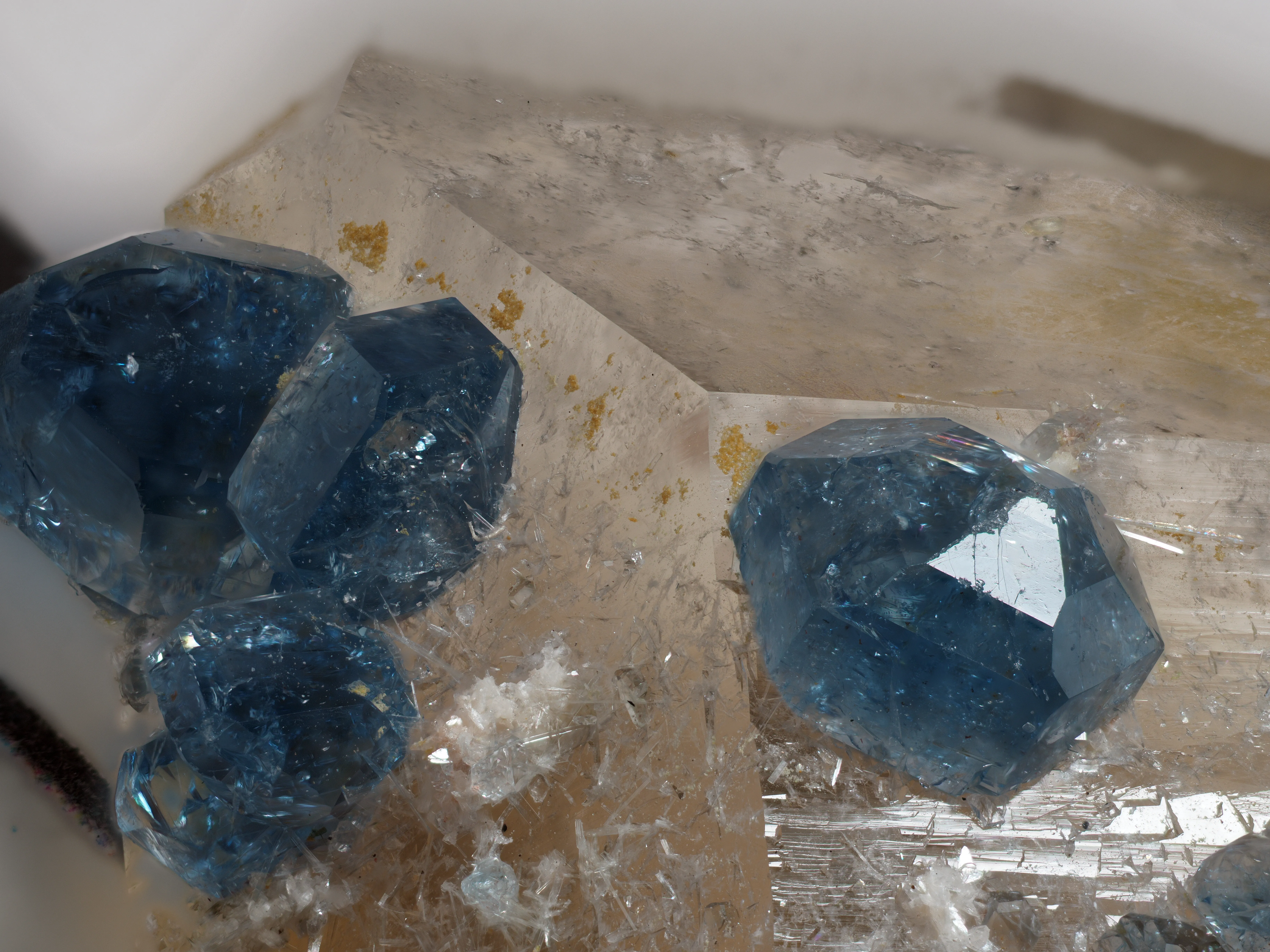 Blue Fluorapatite on Smoky Quartz - image 2