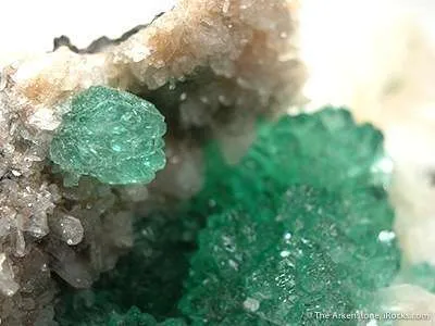 Blue-Green Apophyllite and Quartz on Stilbite image