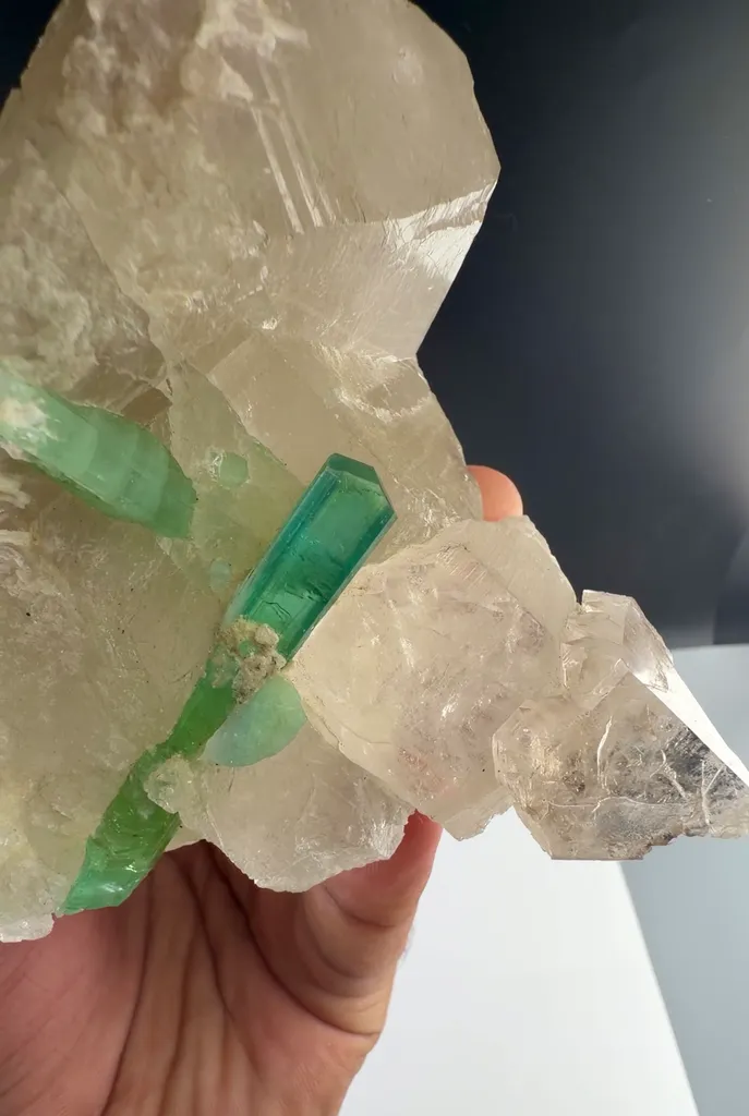 Blue green Tourmaline with Quartz from Afghanistan - image 4
