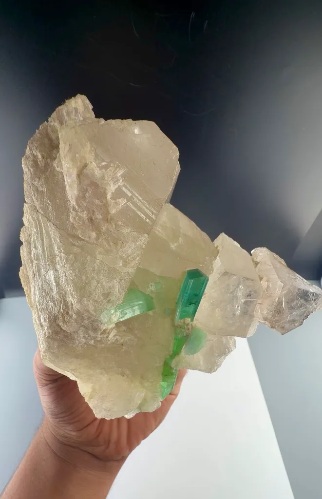 Blue green Tourmaline with Quartz from Afghanistan image