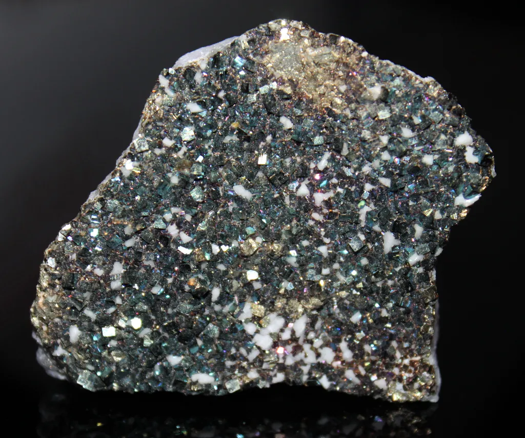 "Blue" Molybdenite coated Pyrite from the Homestake Mine, Lead, South Dakota USA image