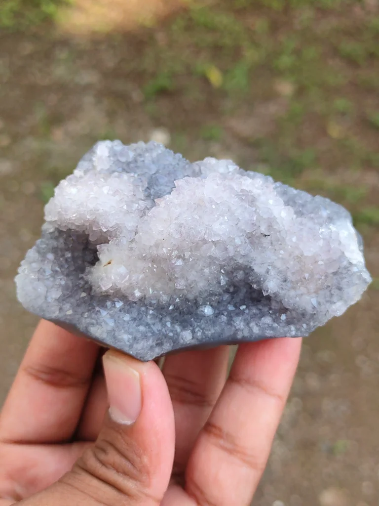 Blue quartz with Coating Calcite from India - image 8