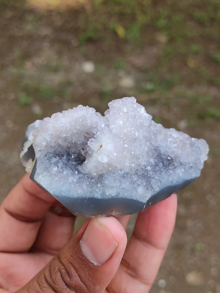 Blue quartz with Coating Calcite from India - image 4