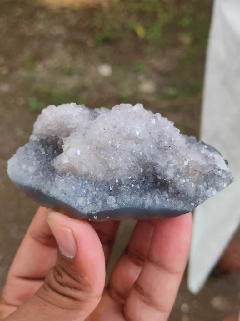 Blue quartz with Coating Calcite from India - image 2