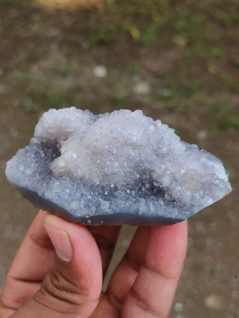 Blue quartz with Coating Calcite from India - image 3