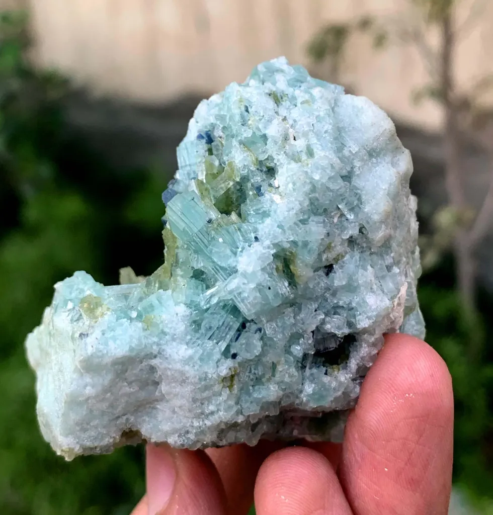 Bluish Green Tourmaline Crystal on Matrix from Afghanistan - image 4