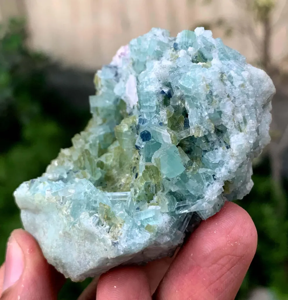 Bluish Green Tourmaline Crystal on Matrix from Afghanistan - image 3