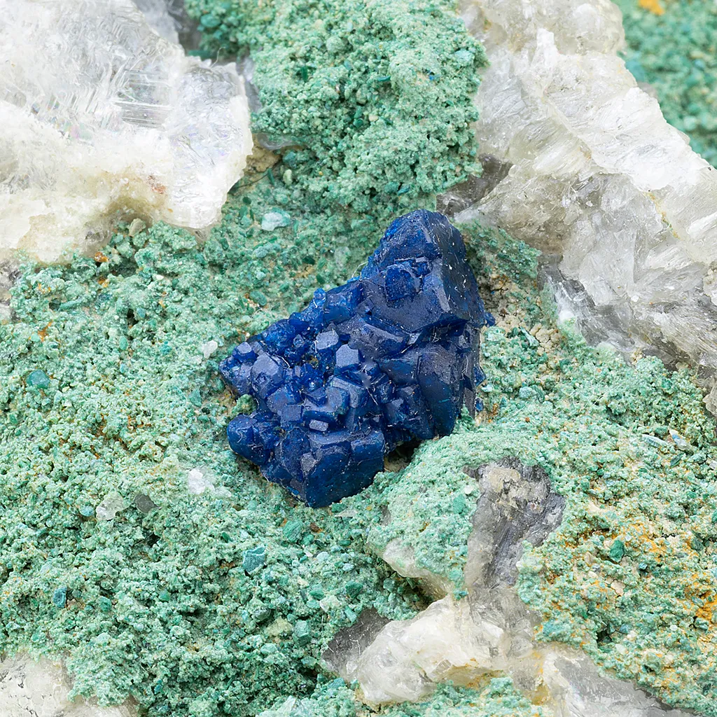 Boleite with Clinoatacamite, Gypsum (fake) image