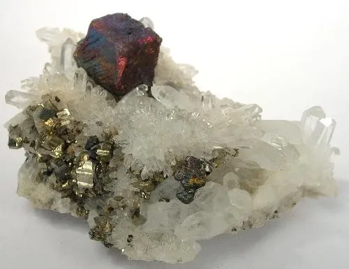 Bornite, Chalcopyrite, Pyrite, Quartz image