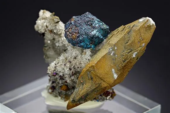 Bornite with Calcite and Quartz - image 1