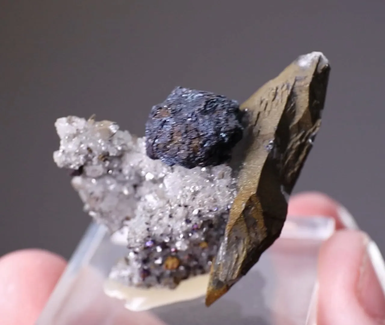 Bornite with Calcite and Quartz - image 2