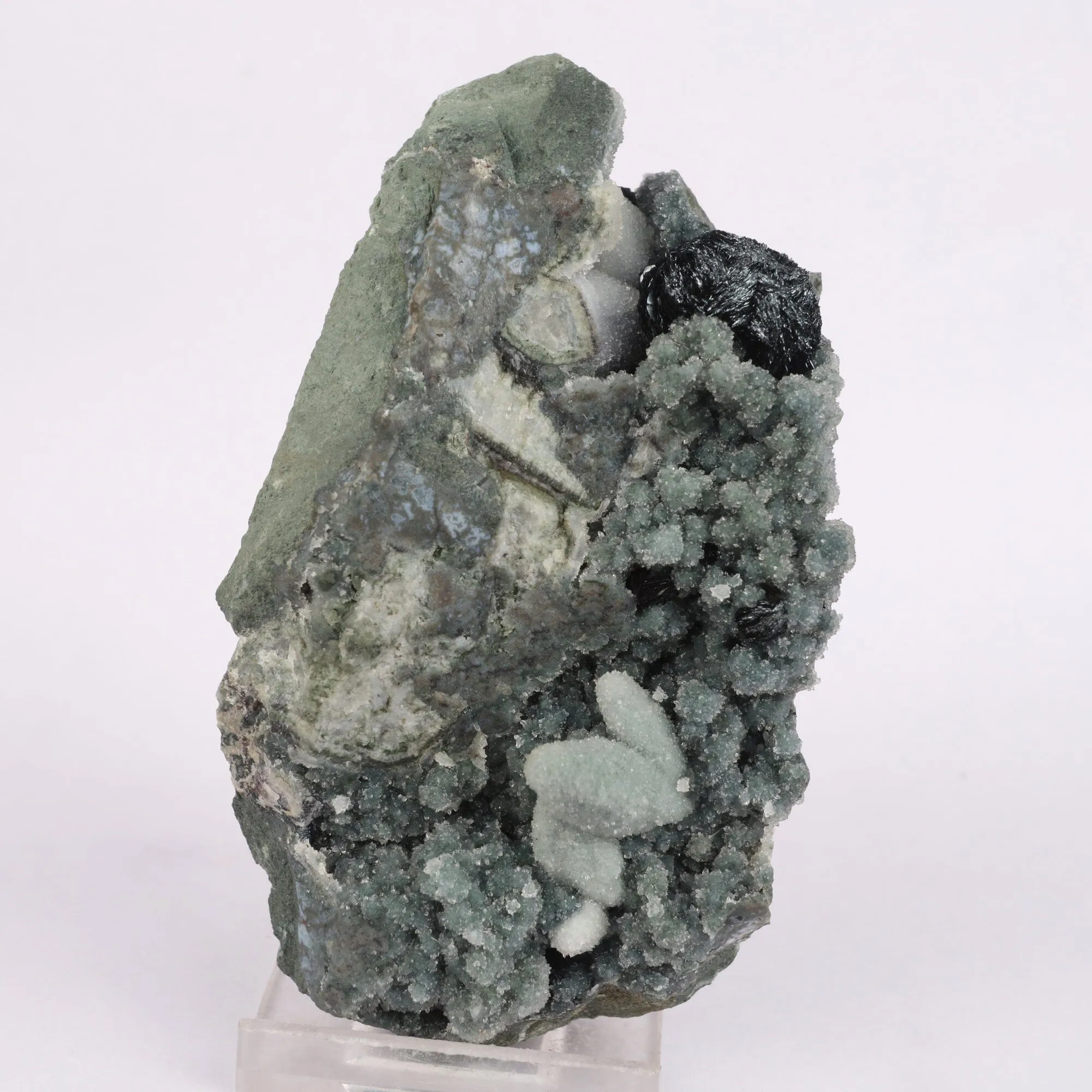 Botryoidal Babingtonite & Coated Calcite with Chalcedony Natural Mineral Specimen - image 2