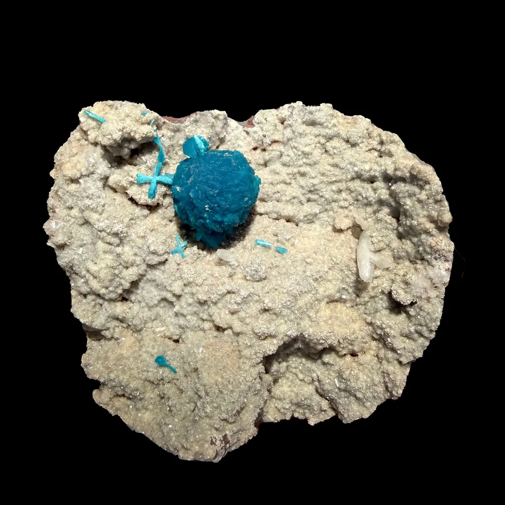 Botryoidal Cavansite on Sparkling Heulandite Matrix – Rare Indian Zeolite Mineral Specimen from Pune image