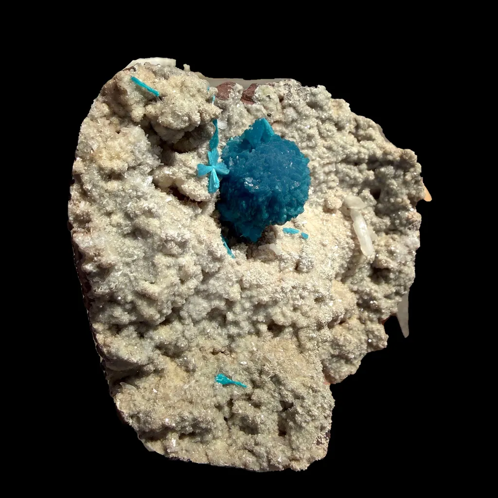Botryoidal Cavansite on Sparkling Heulandite Matrix – Rare Indian Zeolite Mineral Specimen from Pune - image 3