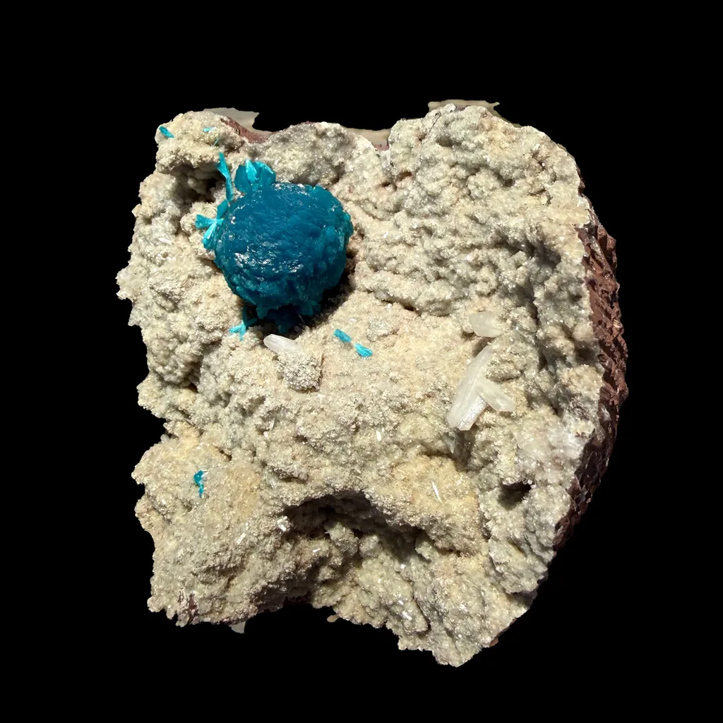 Botryoidal Cavansite on Sparkling Heulandite Matrix – Rare Indian Zeolite Mineral Specimen from Pune - image 4