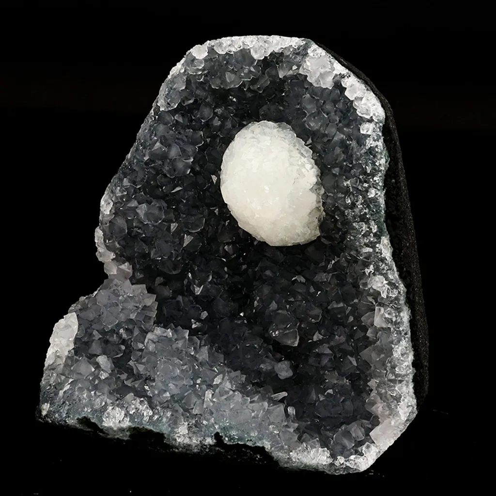 Botryoidal Stellerite in MM Quartz geode Free Standing Natural Mineral Specimen - image 2