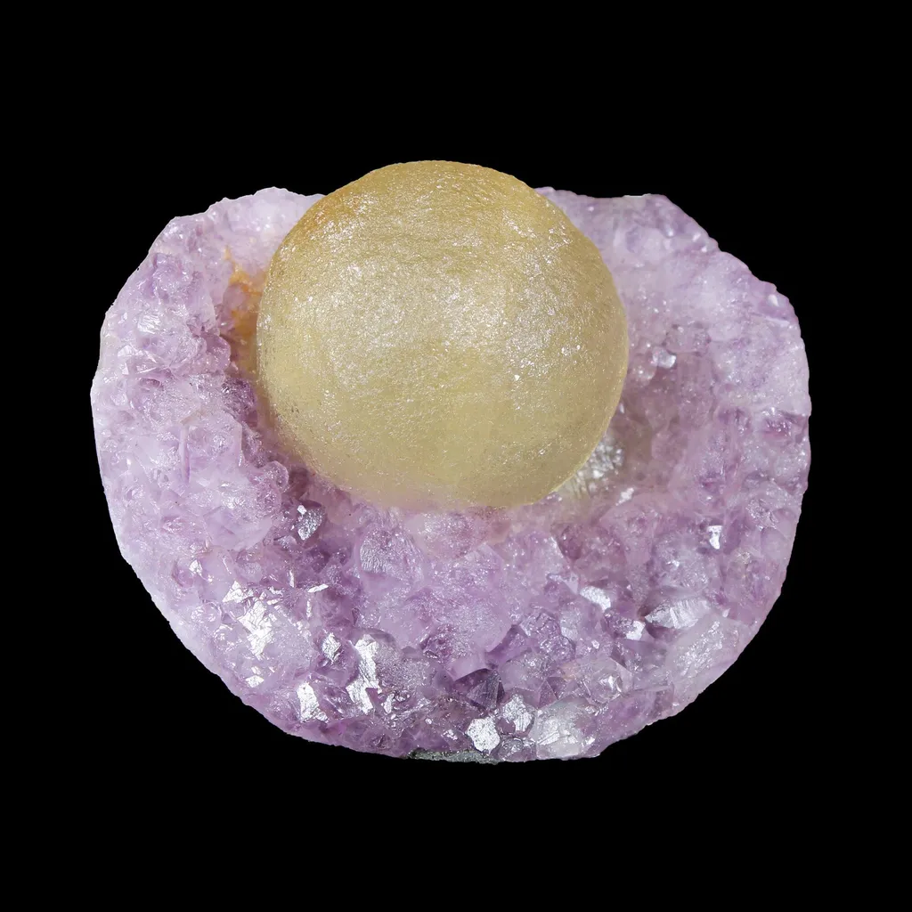 Botryoidal Yelllow Fluorite on Amethyst – Natural Mineral Specimen - image 2