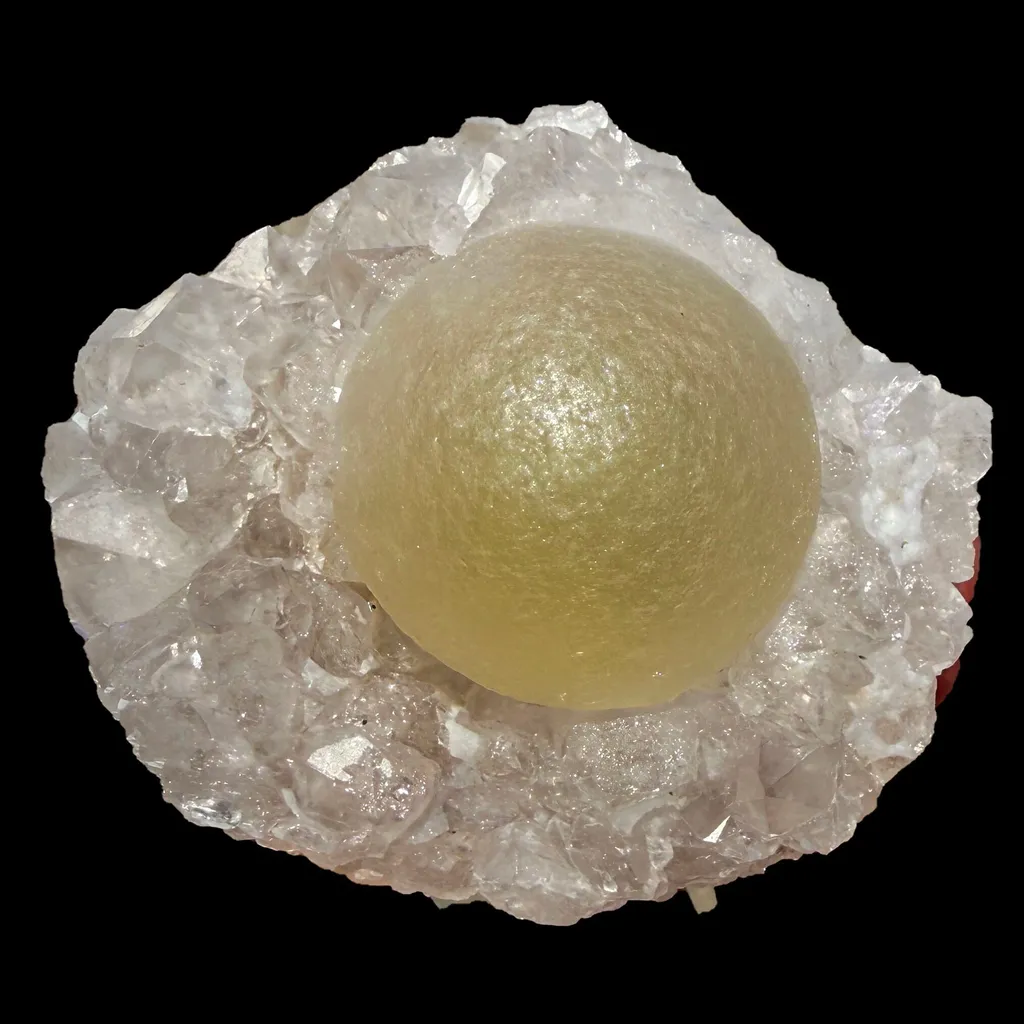 Botryoidal Yellow Fluorite on Amethyst Quartz Cluster – Natural Mineral Specimen from Madhya Pradesh - image 5