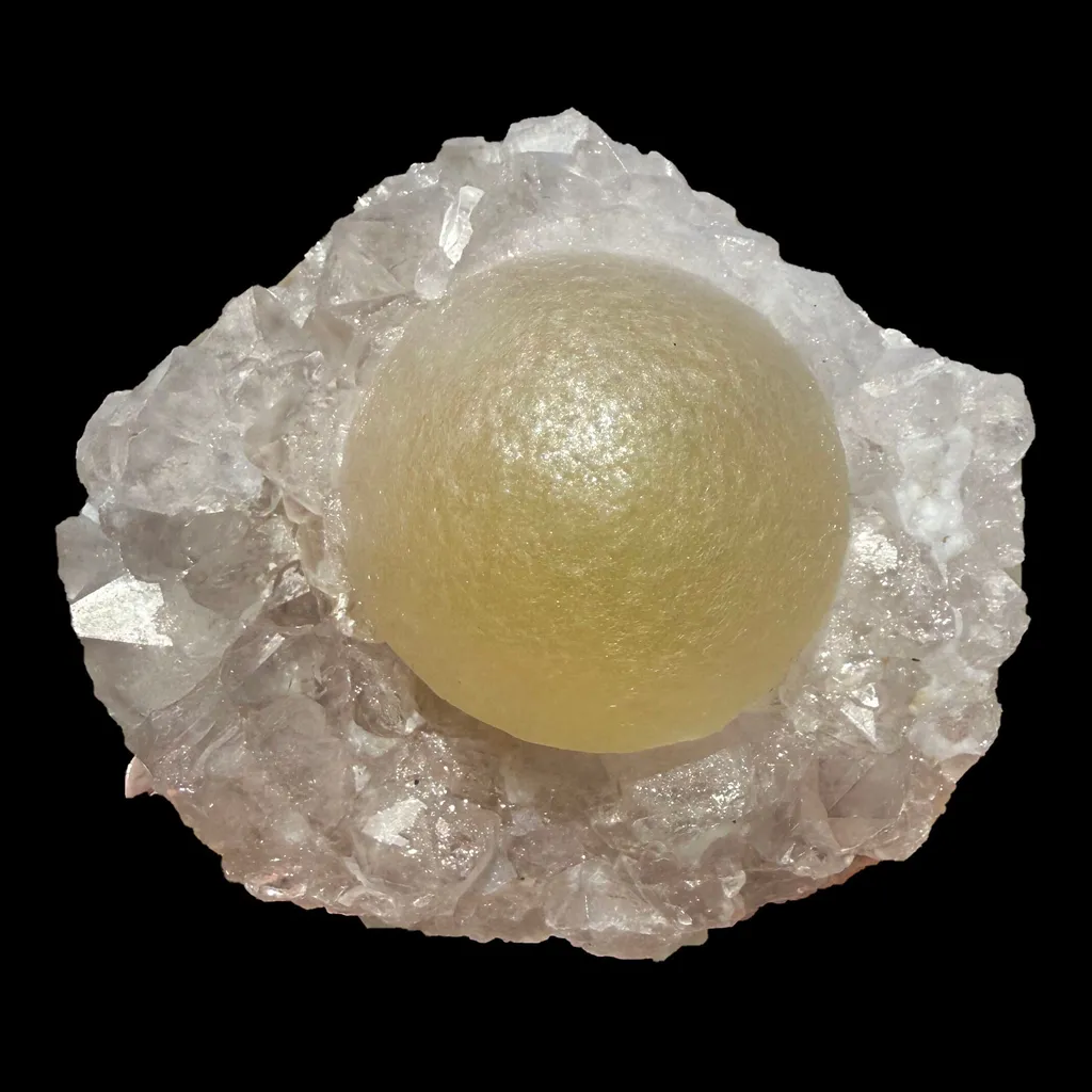 Botryoidal Yellow Fluorite on Amethyst Quartz Cluster – Natural Mineral Specimen from Madhya Pradesh image