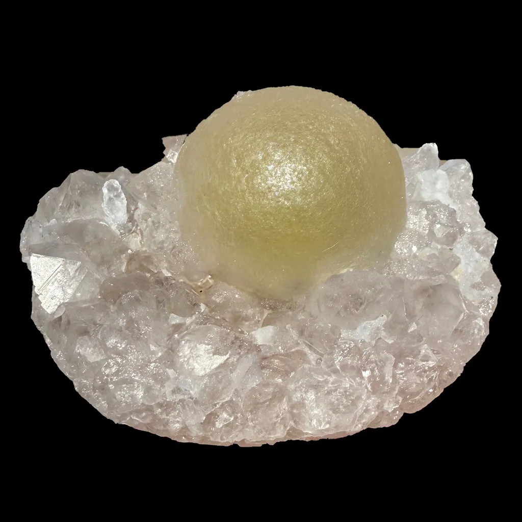 Botryoidal Yellow Fluorite on Amethyst Quartz Cluster – Natural Mineral Specimen from Madhya Pradesh - image 3