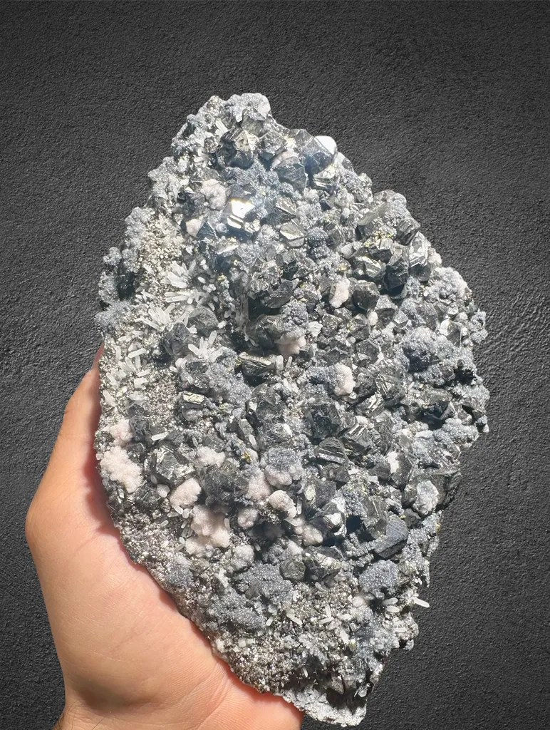 Boulangerite, Rhodochrosite, Arsenopyrite, Pyrite, Quartz & Sphalerite from Kosovo, Mitrovica District, Trepča complex, Trepča Stari Trg Mine - image 5