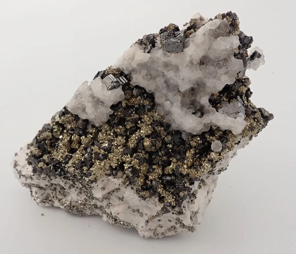 Bournonite, Pyrite and Calcite image