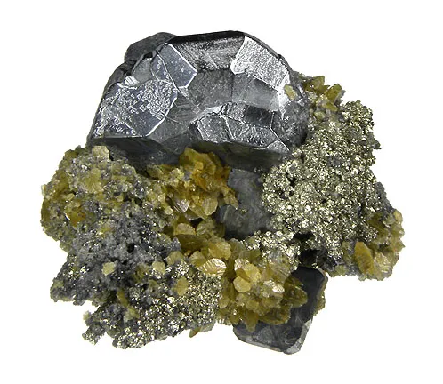 Bournonite, Siderite, Pyrite image