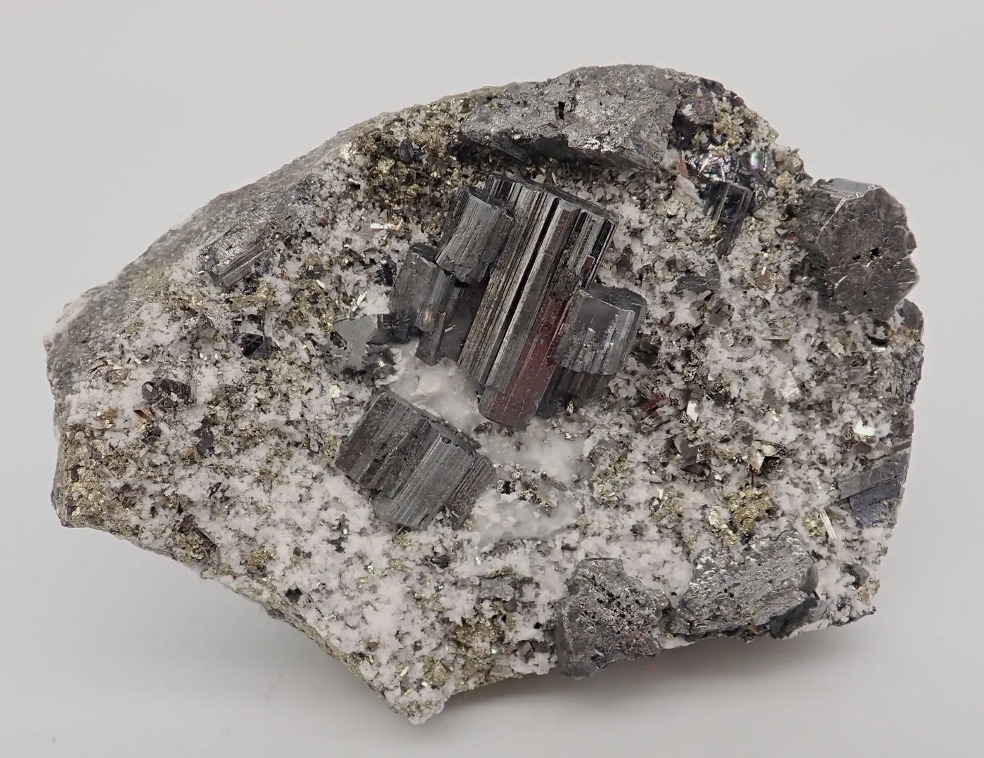 Bournonite with Calcite and Pyrite - image 3