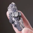 Bournonite with Freibergite and Pyrite on Quartz - image 2