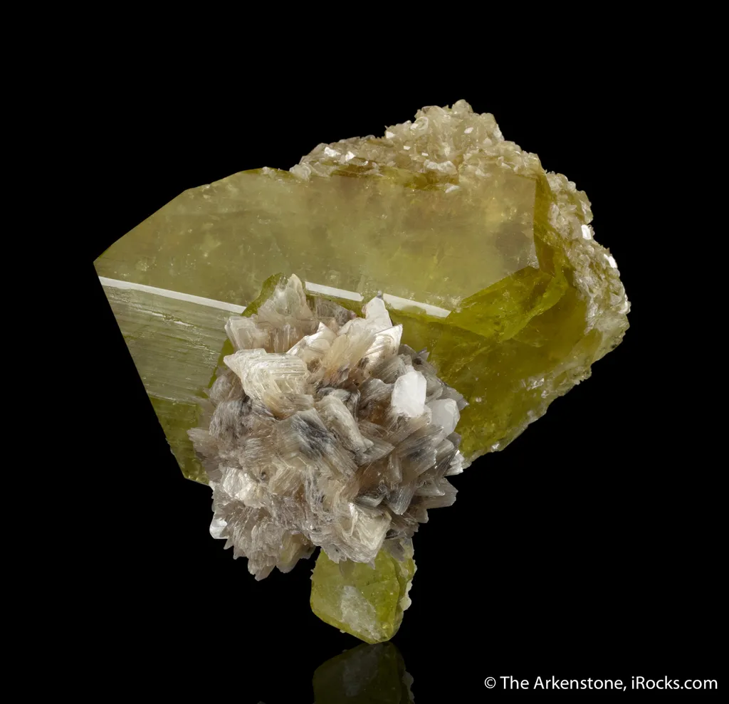 Brazilianite (type locality circa 1940s) on Muscovite - image 2