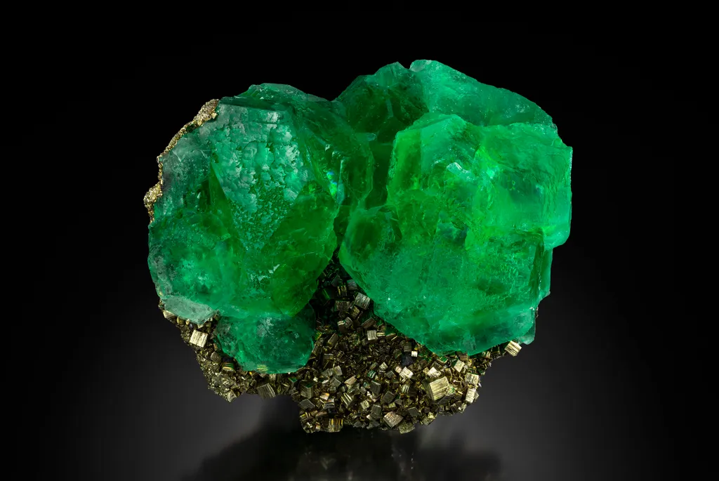 Bright Green Fluorite and Pyrite image