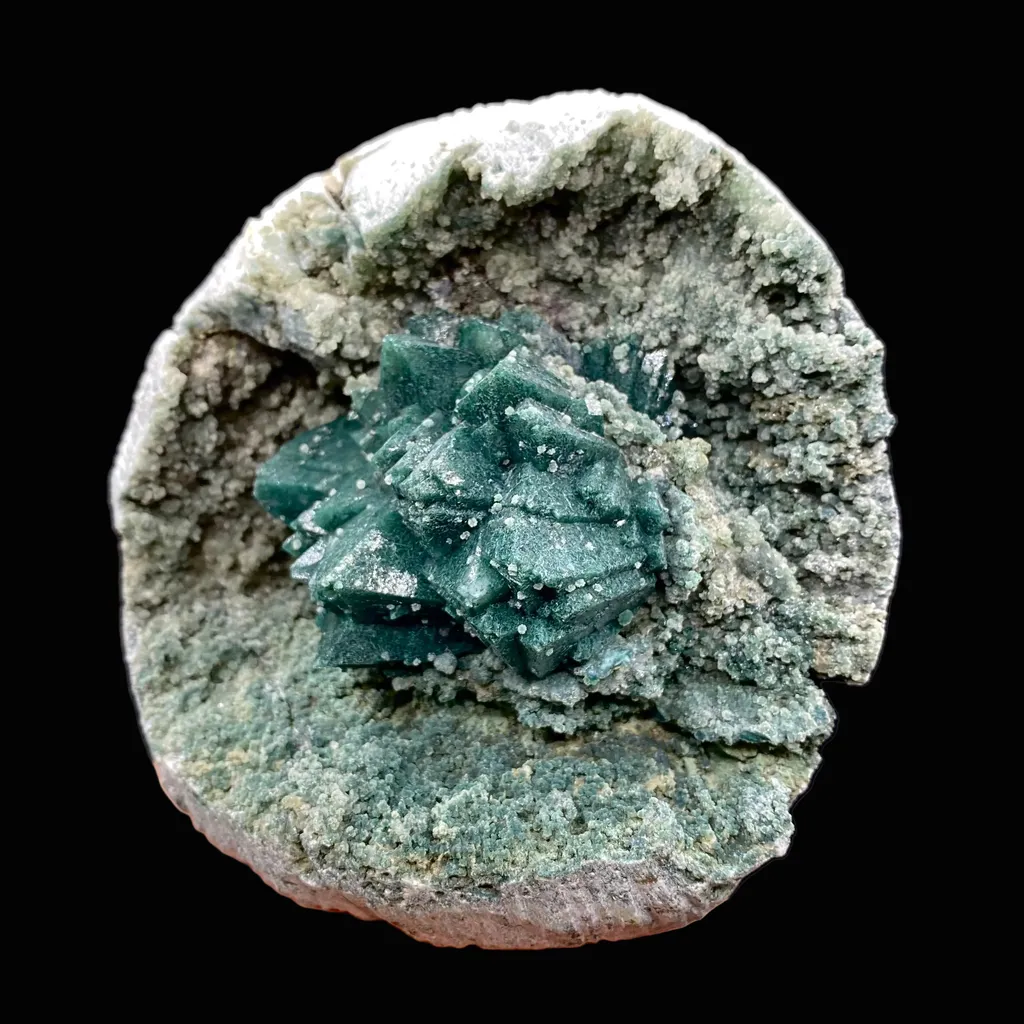 Brilliant Huge Marshy Green Apophyllite Flower with Celadonite & Chalcedony | Raw Indian Zeolite Mineral Specimen from Jalgaon DK131 - image 4