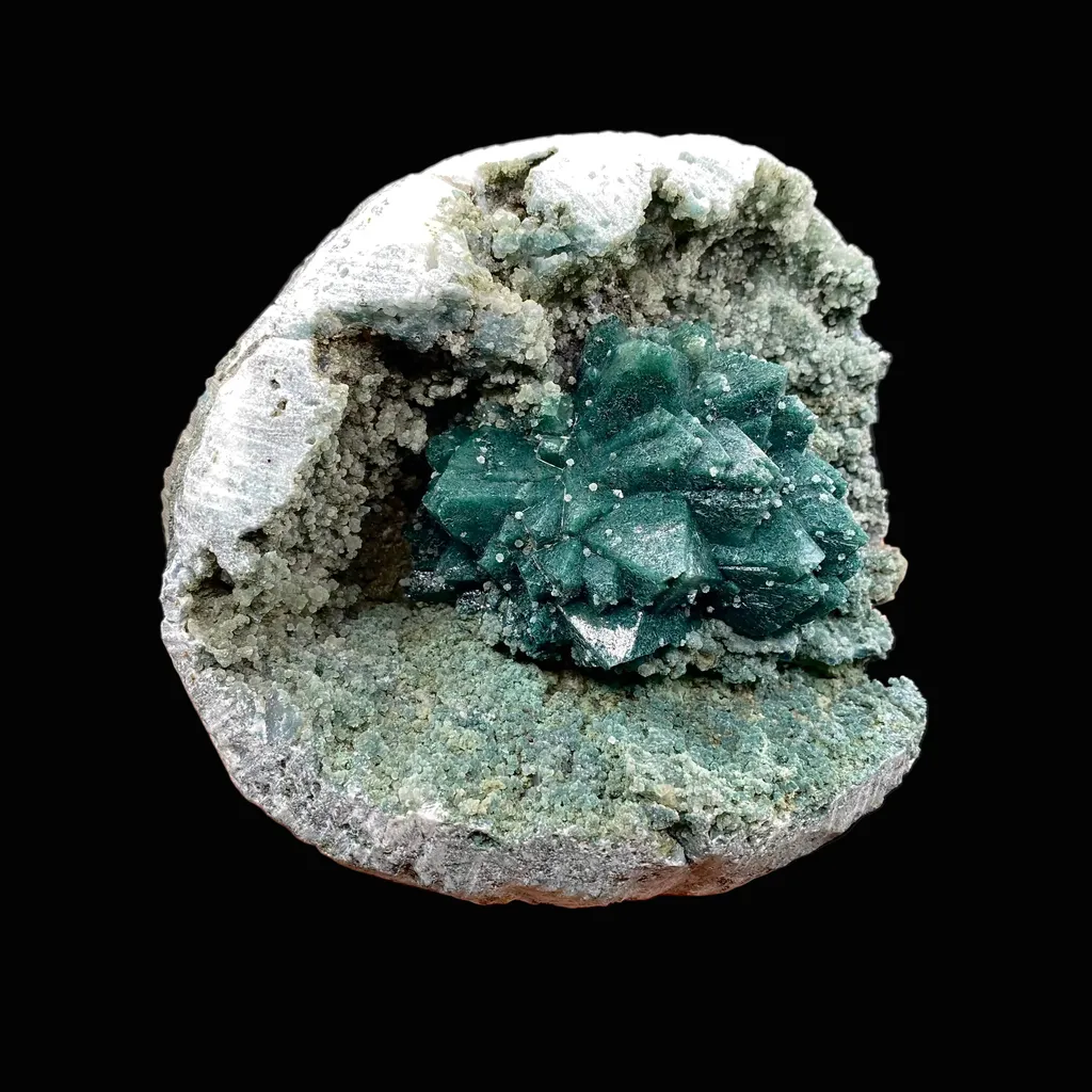 Brilliant Huge Marshy Green Apophyllite Flower with Celadonite & Chalcedony | Raw Indian Zeolite Mineral Specimen from Jalgaon DK131 - image 5
