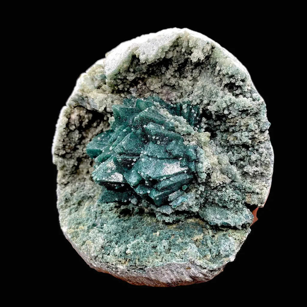 Brilliant Huge Marshy Green Apophyllite Flower with Celadonite & Chalcedony | Raw Indian Zeolite Mineral Specimen from Jalgaon DK131 - image 2