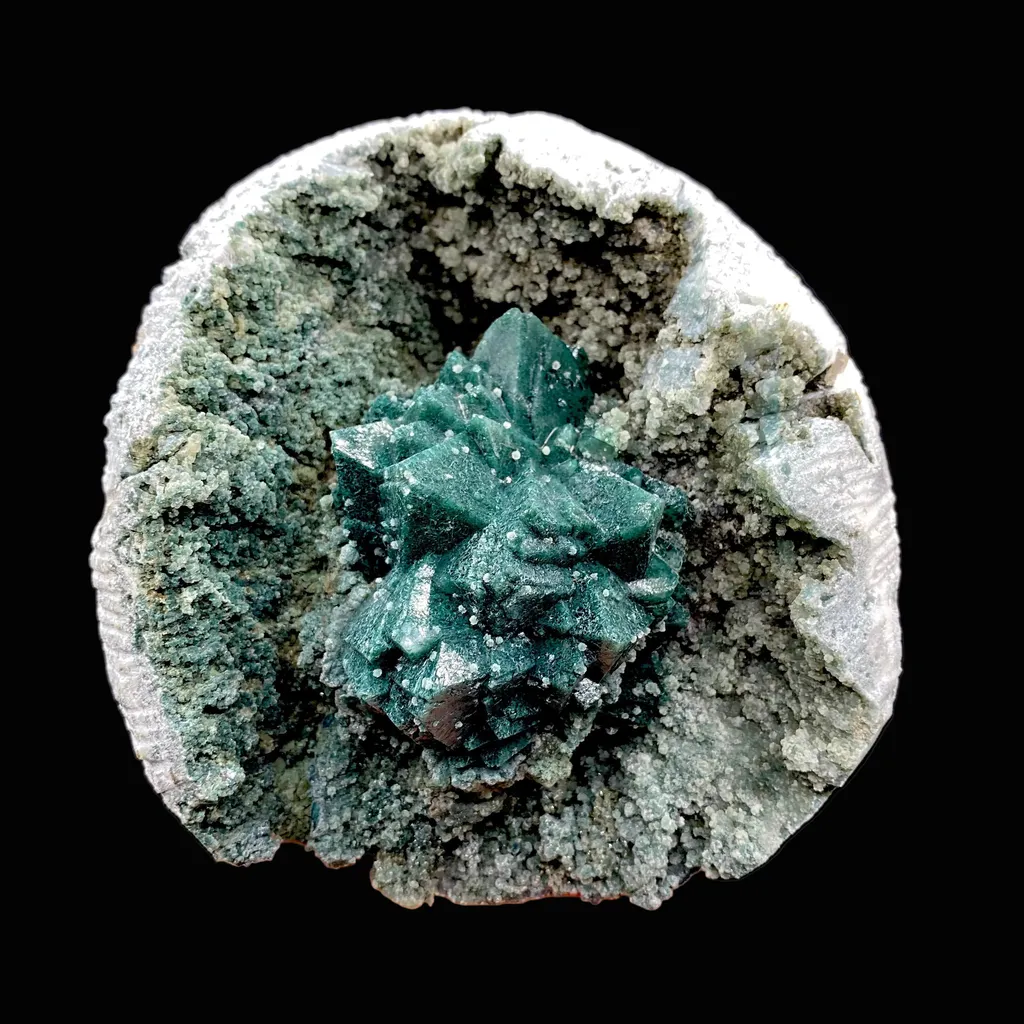 Brilliant Huge Marshy Green Apophyllite Flower with Celadonite & Chalcedony | Raw Indian Zeolite Mineral Specimen from Jalgaon DK131 - image 7