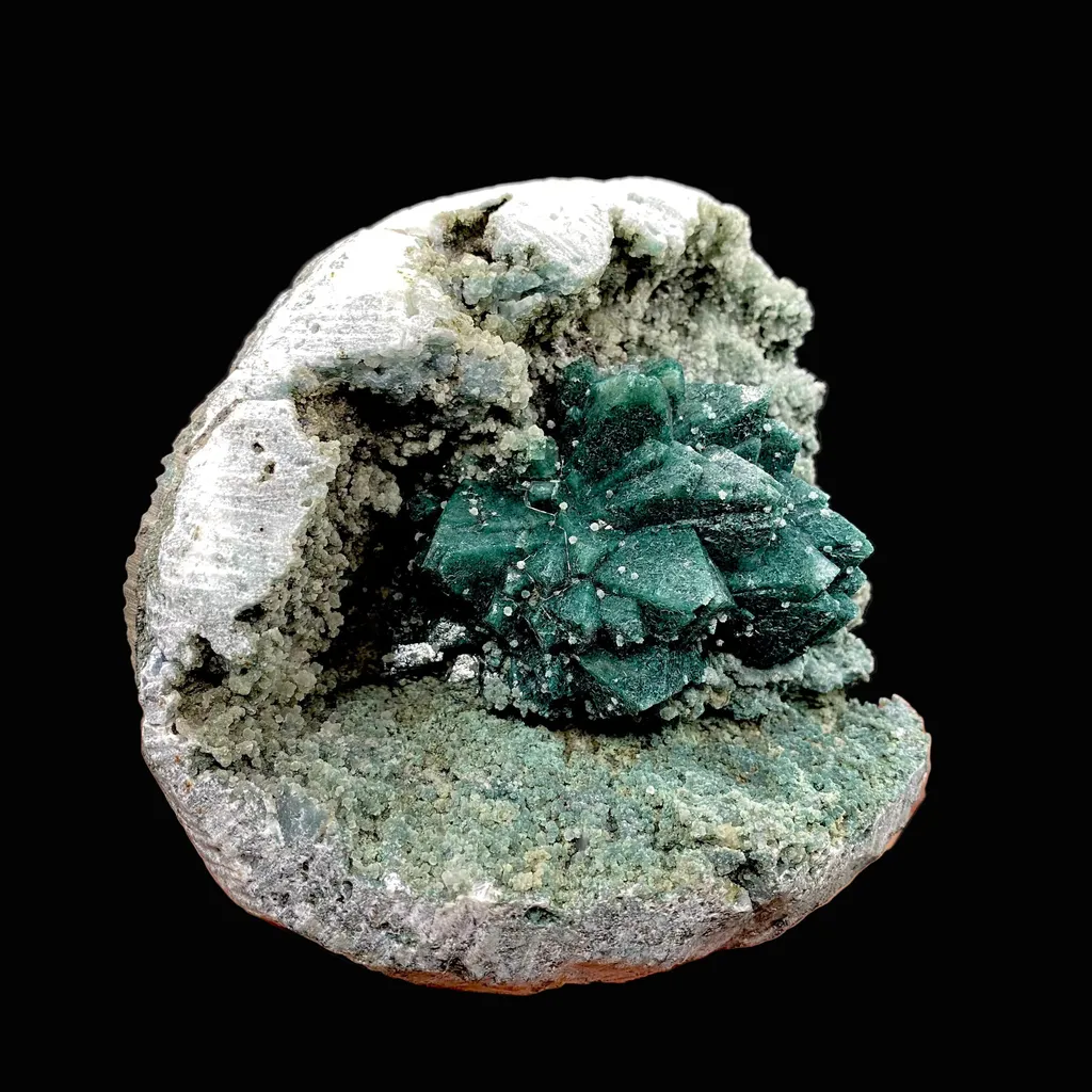 Brilliant Huge Marshy Green Apophyllite Flower with Celadonite & Chalcedony | Raw Indian Zeolite Mineral Specimen from Jalgaon DK131 - image 6