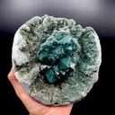 Brilliant Huge Marshy Green Apophyllite Flower with Celadonite & Chalcedony | Raw Indian Zeolite Mineral Specimen from Jalgaon DK131 - image 3