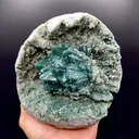 Brilliant Huge Marshy Green Apophyllite Flower with Celadonite & Chalcedony | Raw Indian Zeolite Mineral Specimen from Jalgaon DK131 - image 4