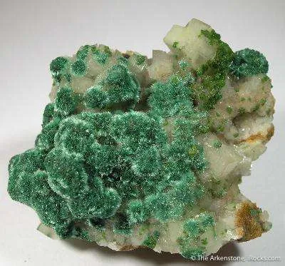 Brochantite & Conichalcite on Calcite image