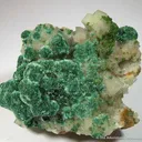 Brochantite & Conichalcite on Calcite - image 1