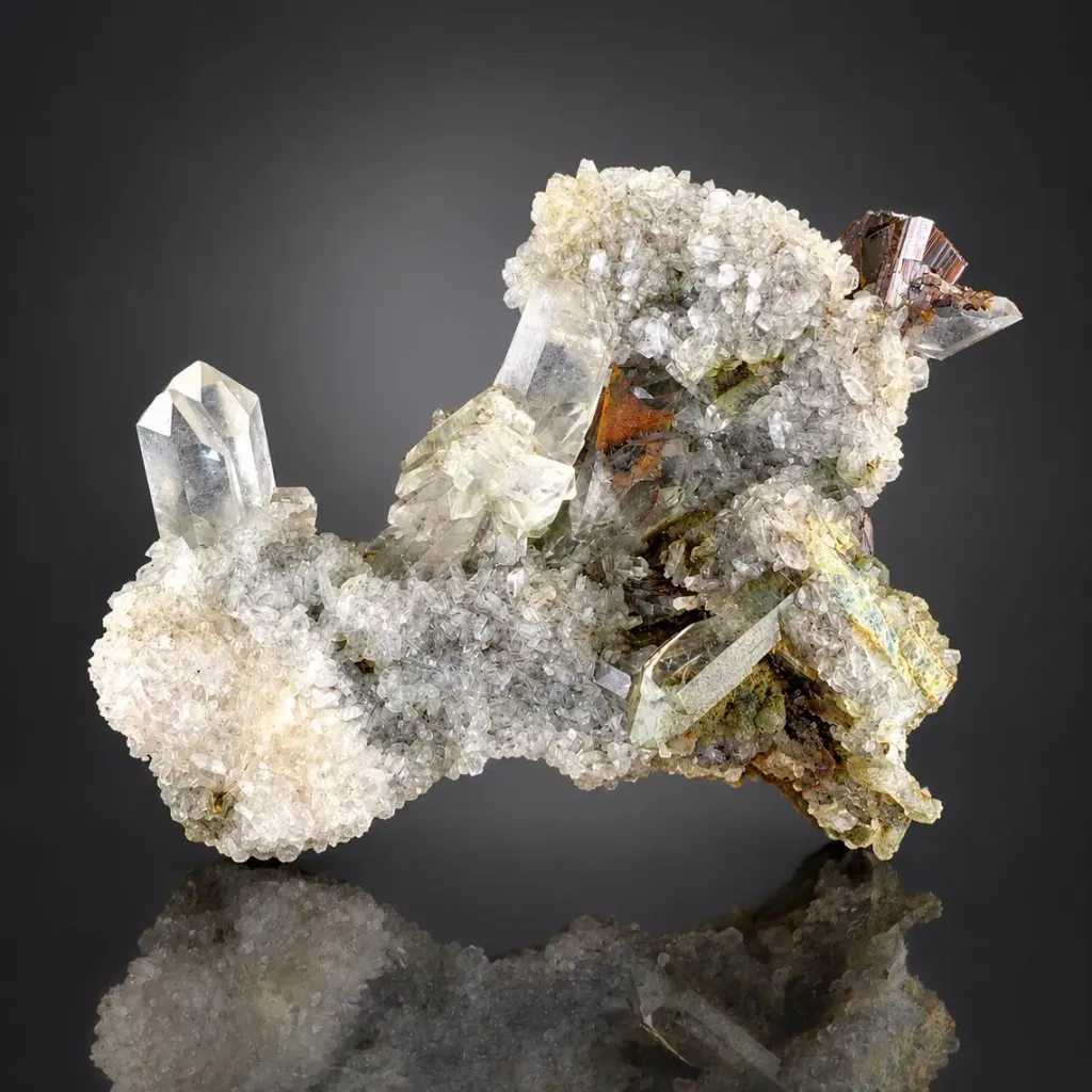 Brookite Cluster with Chlorite Quartz on Matrix from Pakistan image