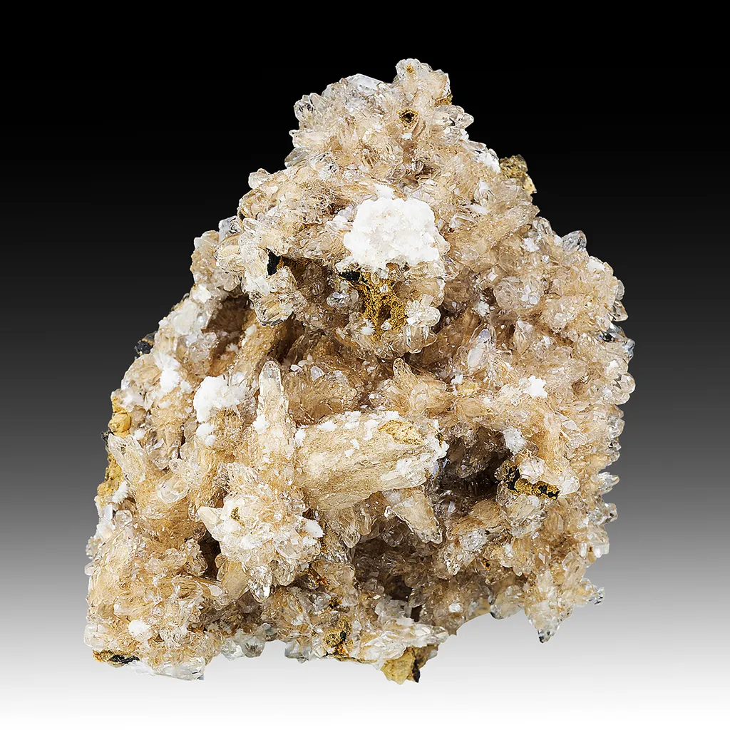 Bultfonteinite with Hydroxylapophyllite, Calcite image